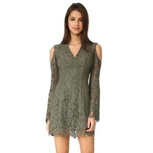 KEEPSAKE Porcelain Green Lace Cold Shoulder Dress - Size S
